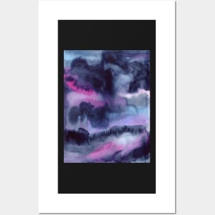 Bold Watercolor Texture with Indigo, Pink and Light Blue Posters and Art